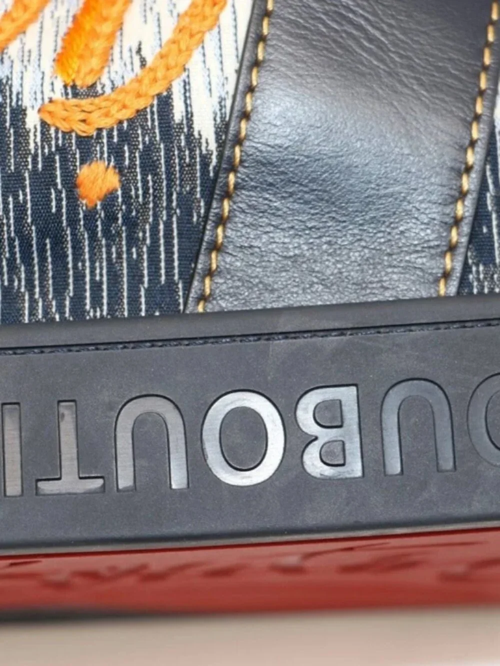 Christian Louboutin Explorafunk Small Denim Backpack - Orange/Navy